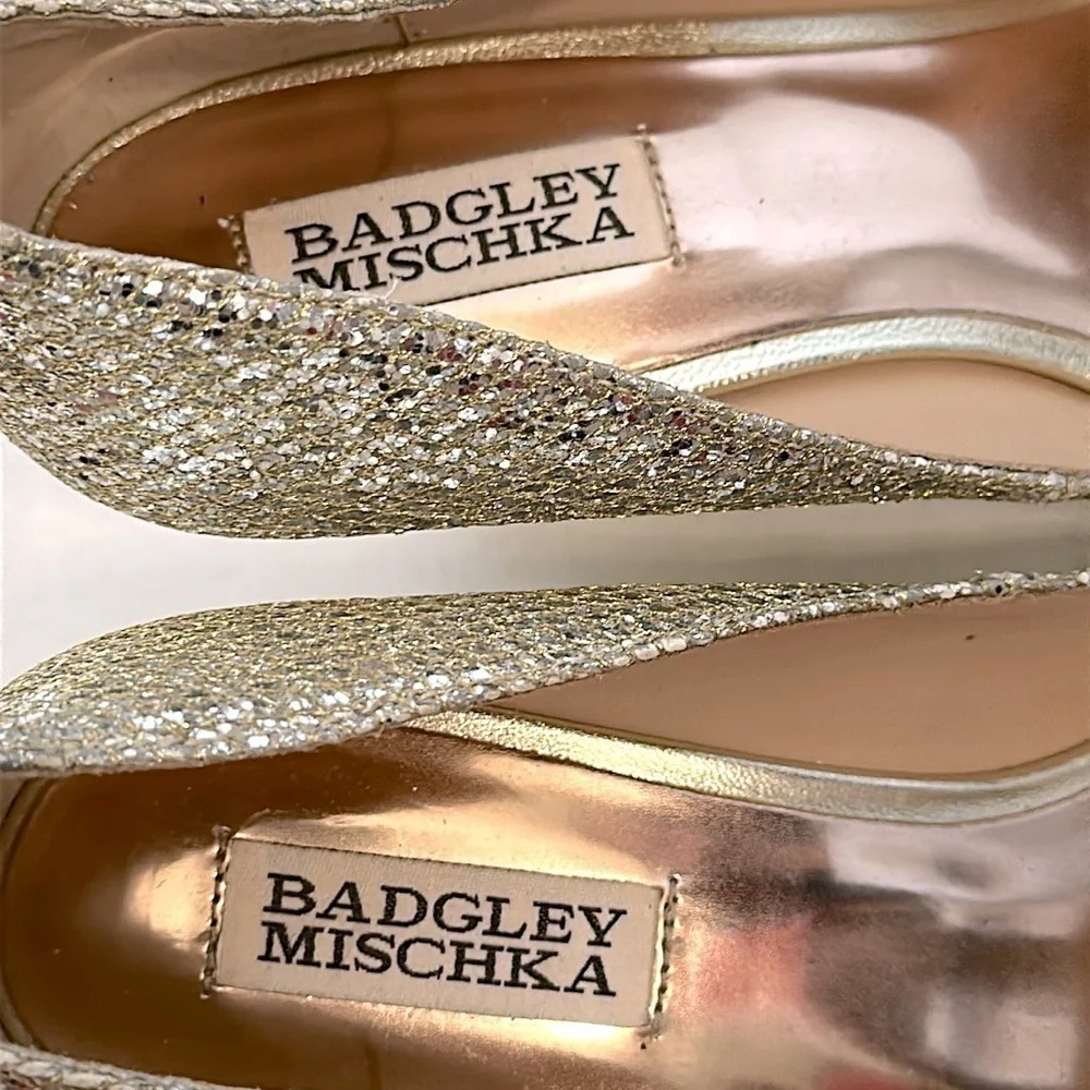 Badgley Mischka Awake Bridal Platino Glitter Pumps 8.5